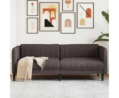 Trivietė sofa, tamsiai rudos spalvos, audinys