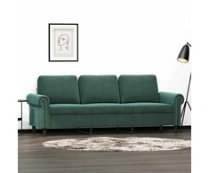 Trivietė sofa, tamsiai žalios spalvos, 180cm, aksomas