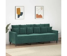 Trivietė sofa, tamsiai žalios spalvos, 180cm, aksomas
