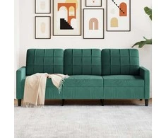 Trivietė sofa, tamsiai žalios spalvos, 180cm, aksomas