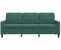 Trivietė sofa, tamsiai žalios spalvos, 180cm, aksomas