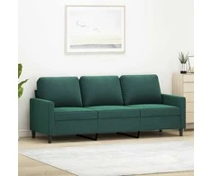 Trivietė sofa, tamsiai žalios spalvos, 180cm, aksomas