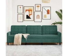 Trivietė sofa, tamsiai žalios spalvos, 210cm, aksomas