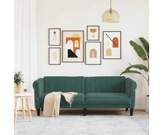 Trivietė sofa, tamsiai žalios spalvos, aksomas