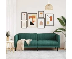 Trivietė sofa, tamsiai žalios spalvos, audinys