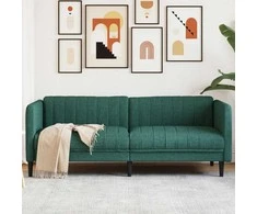 Trivietė sofa, tamsiai žalios spalvos, audinys