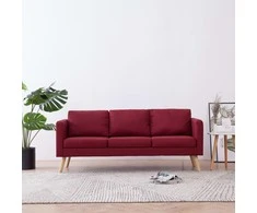 Trivietė sofa, vyno raudonos spalvos, audinys