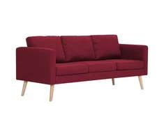 Trivietė sofa, vyno raudonos spalvos, audinys