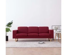 Trivietė sofa, vyno raudonos spalvos, audinys