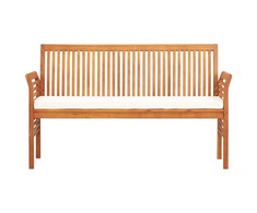 Trivietis sodo suoliukas su čiužinuku, 150cm, akacijos masyvas