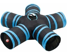 Tunelis katėms, 5 krypčių, juodas ir mėlynas, 25cm, poliesteris