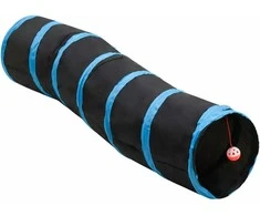 Tunelis katėms, juodas ir mėlynas, 122cm, poliesteris, S formos