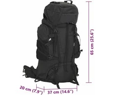 Turistinė kuprinė, juoda, 60L, oksfordo audinys