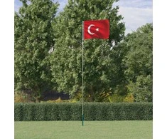 Turkijos vėliava su stiebu, aliuminis, 5,55m