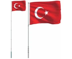 Turkijos vėliava su stiebu, aliuminis, 5,55m