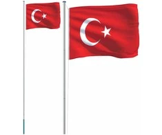 Turkijos vėliava su stiebu, aliuminis, 6,23m