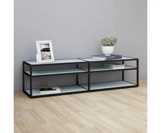 TV staliukas TV spintelė, balta marmuro, 160x40x40,5cm, grūdintas stiklas