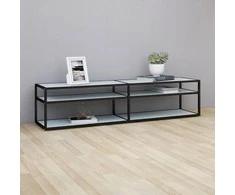 TV staliukas TV spintelė, balta marmuro, 180x40x40,5cm, grūdintas stiklas