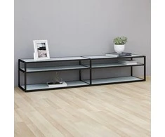 TV staliukas TV spintelė, balta marmuro, 200x40x40,5cm, grūdintas stiklas