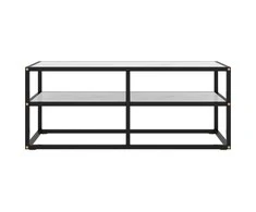 TV staliukas TV spintelė, juoda, 100x40x40cm, su baltu marmuriniu stiklu