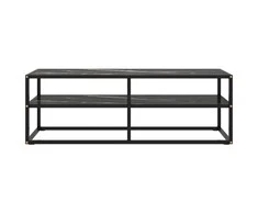 TV staliukas TV spintelė, juoda, 120x40x40cm, su juodu marmuriniu stiklu