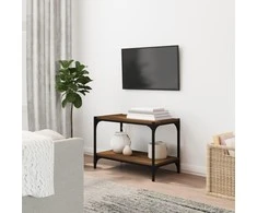 TV staliukas TV spintelė, ruda ąžuolo, 60x33x41cm, mediena ir plienas