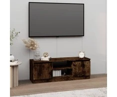 TV staliukas TV spintelė su durelėmis, dūminio ąžuolo, 102x30x36cm