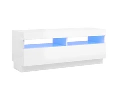 TV staliukas TV spintelė su LED apšvietimu, balta, 100x35x40cm, blizgi