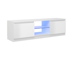 TV staliukas TV spintelė su LED apšvietimu, balta, 120x30x35,5cm, blizgi
