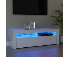 TV staliukas TV spintelė su LED apšvietimu, balta, 120x35x40cm, blizgi
