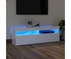 TV staliukas TV spintelė su LED apšvietimu, balta, 120x35x40cm, blizgi