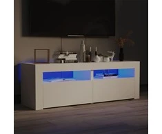TV staliukas TV spintelė su LED apšvietimu, balta spalva, 120x35x40 cm