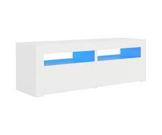 TV staliukas TV spintelė su LED apšvietimu, balta spalva, 120x35x40 cm