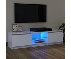 TV staliukas TV spintelė su LED apšvietimu, baltos spalvos, 120x30x35,5cm