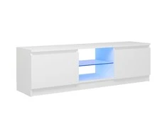TV staliukas TV spintelė su LED apšvietimu, baltos spalvos, 120x30x35,5cm