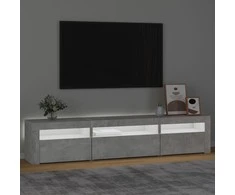 TV staliukas TV spintelė su LED apšvietimu, betono pilka, 195x35x40cm