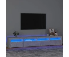 TV staliukas TV spintelė su LED apšvietimu, betono pilka, 240x35x40cm
