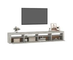 TV staliukas TV spintelė su LED apšvietimu, betono pilka, 240x35x40cm