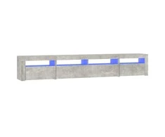 TV staliukas TV spintelė su LED apšvietimu, betono pilka, 240x35x40cm