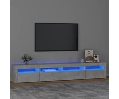 TV staliukas TV spintelė su LED apšvietimu, betono pilka, 240x35x40cm