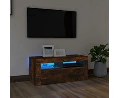 TV staliukas TV spintelė su LED apšvietimu, dūminio ąžuolo, 90x35x40cm