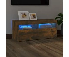 TV staliukas TV spintelė su LED apšvietimu, dūminio ąžuolo, 90x35x40cm