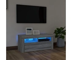 TV staliukas TV spintelė su LED apšvietimu, pilka ąžuolo, 90x35x40cm