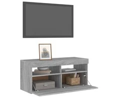 TV staliukas TV spintelė su LED apšvietimu, pilka ąžuolo, 90x35x40cm