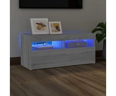 TV staliukas TV spintelė su LED apšvietimu, pilka ąžuolo, 90x35x40cm