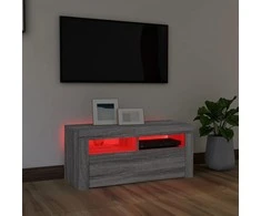 TV staliukas TV spintelė su LED apšvietimu, pilka ąžuolo, 90x35x40cm