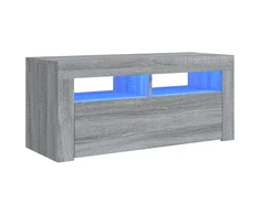 TV staliukas TV spintelė su LED apšvietimu, pilka ąžuolo, 90x35x40cm
