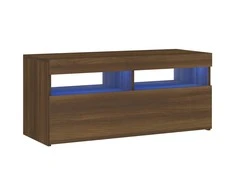 TV staliukas TV spintelė su LED apšvietimu, ruda ąžuolo, 90x35x40cm