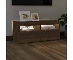 TV staliukas TV spintelė su LED apšvietimu, ruda ąžuolo, 90x35x40cm