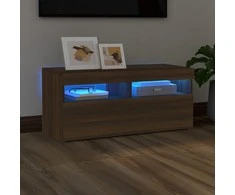 TV staliukas TV spintelė su LED apšvietimu, ruda ąžuolo, 90x35x40cm